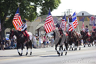 US Flags in Patriotic Parade