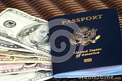US Passport and dollar bills