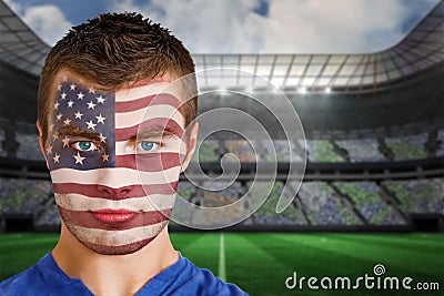 Usa football fan in face paint