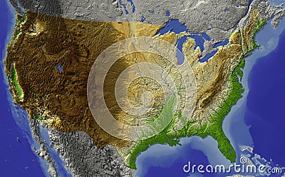 USA, relief map