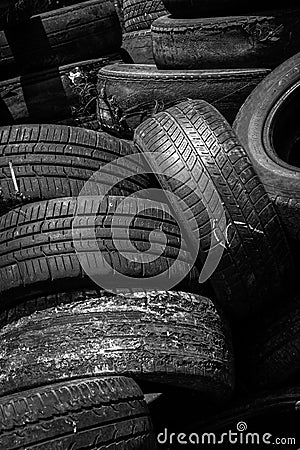 Used car tyres background