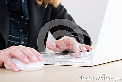 Using a laptop and mouse