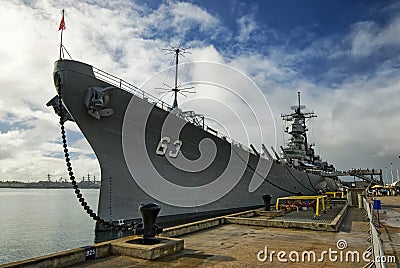 USS Missouri Battleship at Pearl Harbor in Hawaii