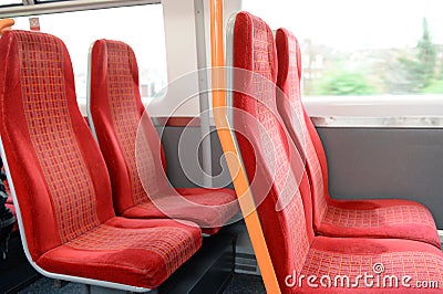 Vacant red seats in a train