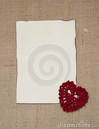 Valentine card with crochet heart