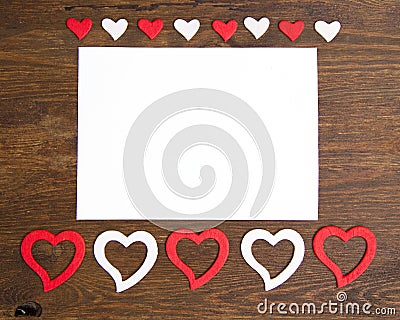 Valentine card with hearts