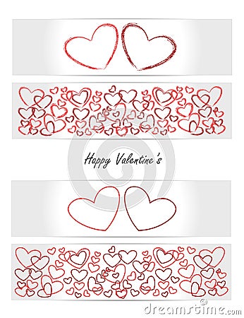 Valentine s card - heart - set of vectors banners, cards, tickets