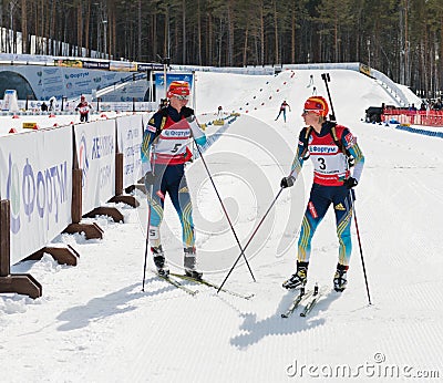 Valj and Vita Semerenko (UKR)after finish at Biathlon Women s 13