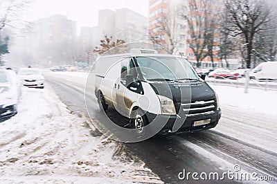 Van driving in winter