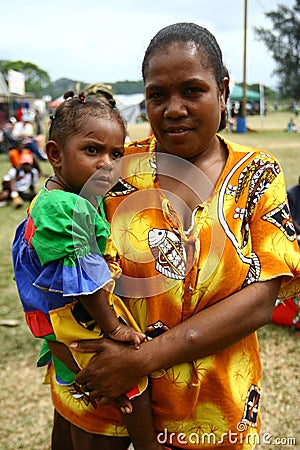 Vanuatu tribal village woman and child
