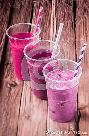 Variety of delicious berry smoothies