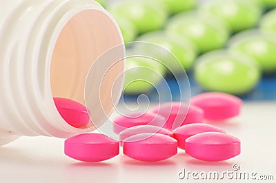 Variety of drug pills and dietary supplements