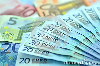 Variety of euro banknotes