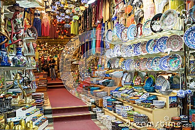 A variety of oriental items offered for sale at the Grand Bazaar