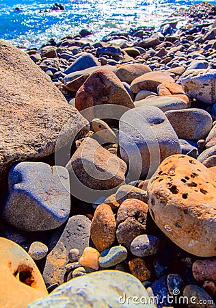 Various types of beach stone