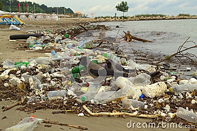 Varna beach pollution after flood