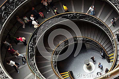 VATICAN - MAY 30, 2014: Spiral staircase in the Vatican Museums