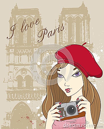 Girl with camera in Paris