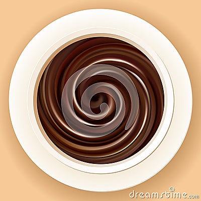 Vector background of mixed hot chocolate in a bowl