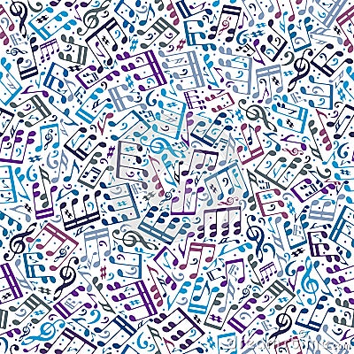 Vector colorful seamless pattern with musical notes and treble c