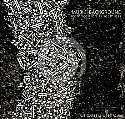 Vector dark grunge seamless music background