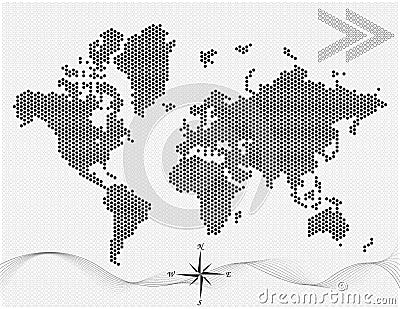 Vector dotted world map - Black