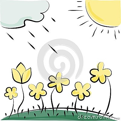  - vector-flowers-sun-cloud-nature-imitation-childrens-drawings-34755298