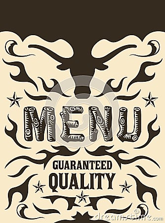 Vector grill - steak - restaurant menu design - western style