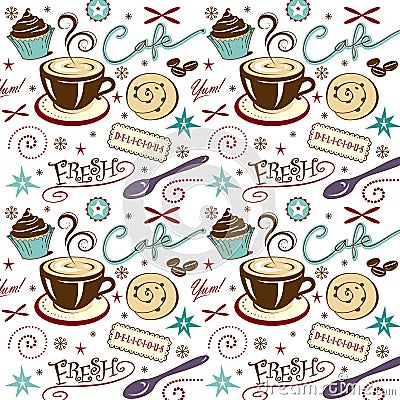 Vector Pattern Background Cafe Coffee Shop