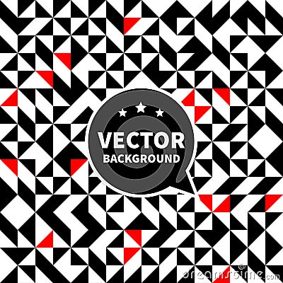 Vector seamless background pattern, white black red triangle.