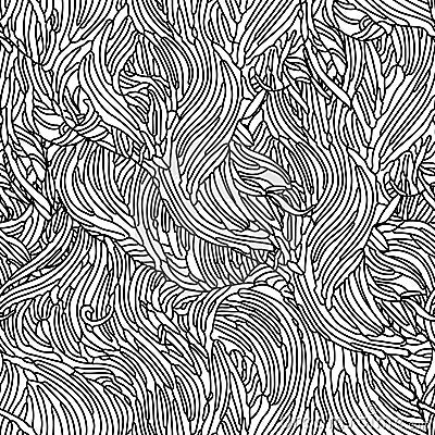 Vector seamless black and white abstract hand-drawn pattern with