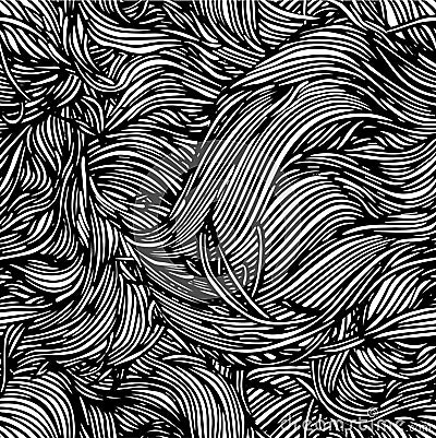 Vector seamless black and white abstract hand-drawn pattern with