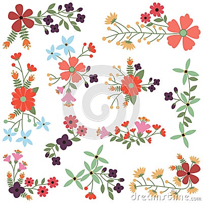 Vector Set of Vintage Style Flower Clusters