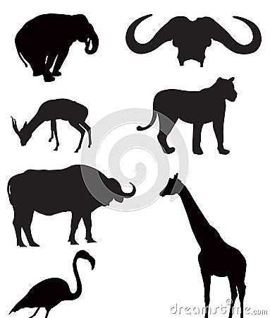Vector Silhouette of African animals