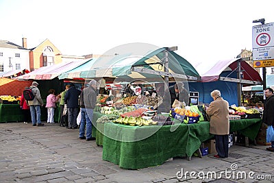 A vegetable stall on Chesterfield Market.