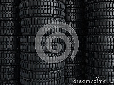 Vehicle tires stacked perspective