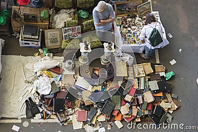 Vendor in flea market (Barcelona, els encants)