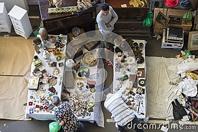 Vendor in flea market (Barcelona, els encants)