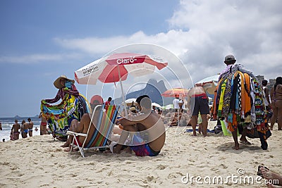 Vendors and Sunbathers on Ipanema Beach Rio