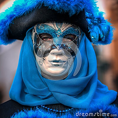 VENICE, ITALY - FEBRUARY 8: Unidentified person in Venetian mask