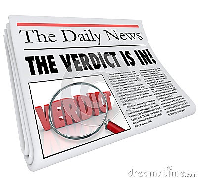 Verdict Is In Newspaper Headline Answer Judgment Announced