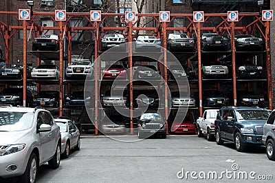 Vertical Hydraulic Parking Spaces, New York City