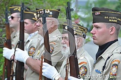 Veterans at Memorial Day Ceremony with Rifles