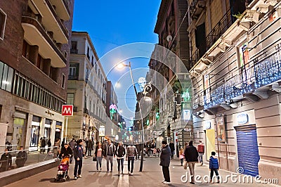 Via Toledo street view in Naples, Italy