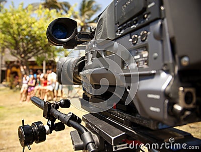 Video camera lens - recording show in TV