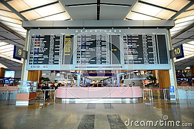 View of Departure display of Singapore Airport