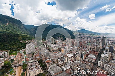 View of downtown Bogota in Colombia from above