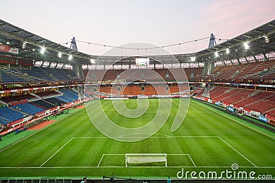 View on empty stadium with footboll field