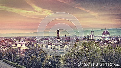 View of Florence, effect retro film