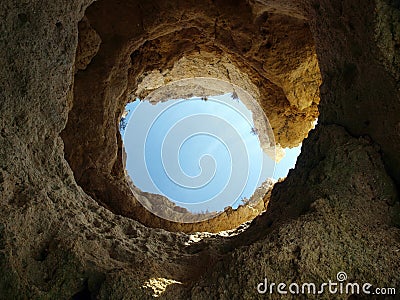 The view from inside the cave.